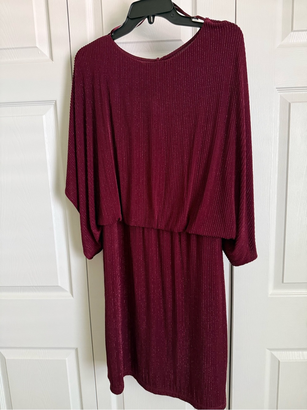 Jessica Howard Burgundy Metallic Knit Cocktail Dress